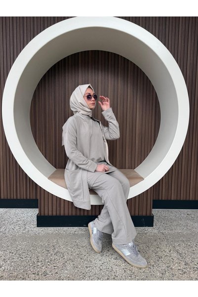 AYSUN AYDEMİR Alt Üst İkili F Zippered Pocket I Daily Hijab Tracksuit Set