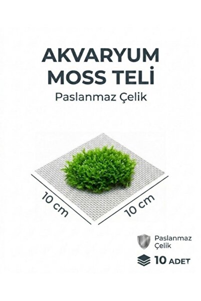ELEKMAK 10x10 Cm 10 Adet - Akvaryum Bitki Yosun Sarma Paslanmaz Çelik Moss Te...