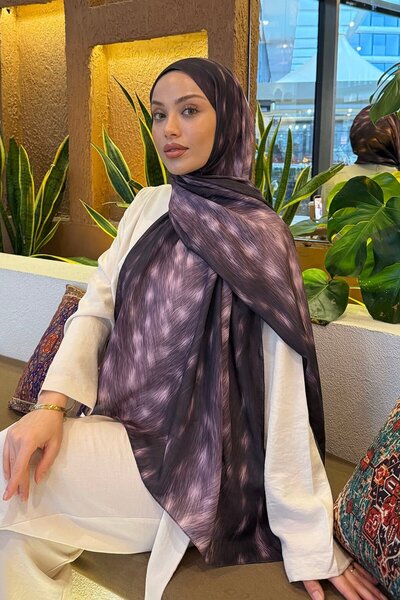 lamelif Ceylan Desen Soft Şal Mürdüm