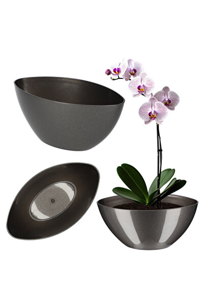 KADAX Ghiveci de flori oval din plastic, 30 cm, grafit