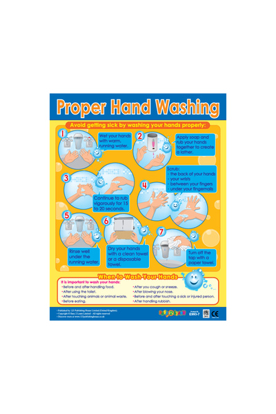 123Publishing House Proper Hand Washing - Wall Chart in English