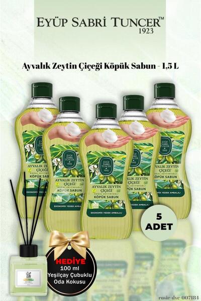 Eyüp Sabri Tuncer 5-Pack Ayvalık Olive Blossom Foam Soap 1.5 L Green Tea Frag...