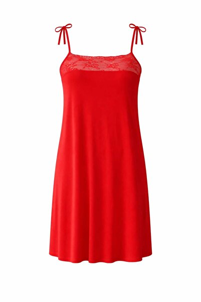 GOB Büyük Beden Gob Signature Lace Detailed Nightgown - Strappy Viscose Drape...