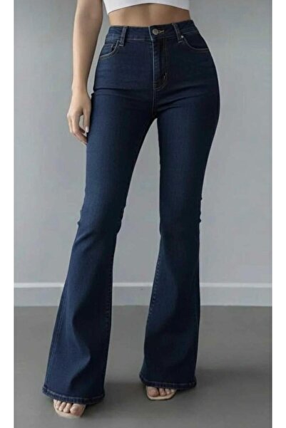 DENİM İN SHE New Season Dark Blue Women's High Waist Shape-Up Spanish Jeans