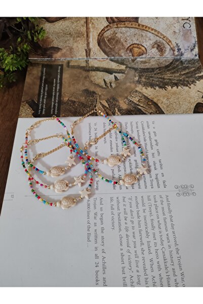 elbi bijuteri Triple Colored Beaded Turtle Bracelet