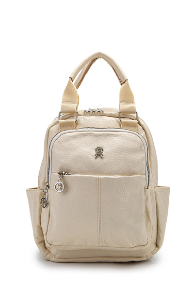 minebag Multi-Eyed Faux Leather Bucky Back Bag Cream