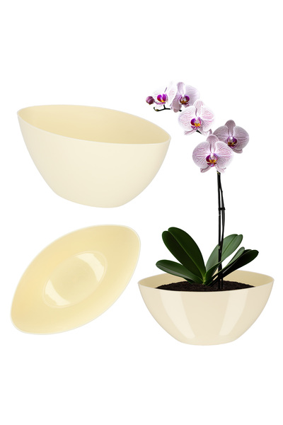 KADAX Ghiveci de flori 38cm, capac oval din plastic, ecru