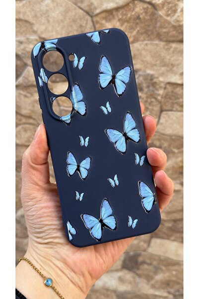 Vip Case Tecno Spark 40 Pro Compatible Blue Butterfly Patterned Silicone Shoc...