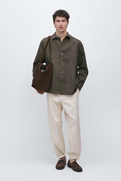 Massimo Dutti %100 keten regular fit gömlek