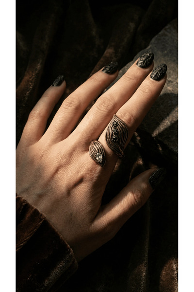 Dorvina Bronze Jewelry Authentic Anthracite Color Marcasite Stone Ivy Front A...