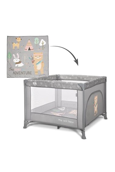 LORELLİ Playpen Play N Relax 100x100x75cm, Side Zipper Door, Carry Bag, Grey