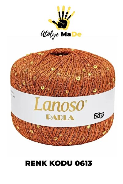 Lanoso Parla 0613 - Yumuşak Simli Pullu El Örgü İpi - %75 Glitter Yarn %25 Pa...