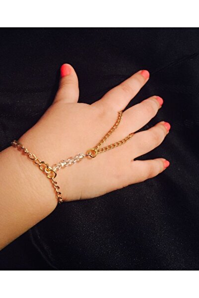 Shiklik سوار ذهبي اللون للأطفال والرضع - كريستال مرصّع بالخرز