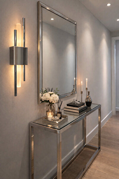 Nazik Aydınlatma Mina Krom Modern Pilli ve Elektrikli Günışığı Ledli 1 Adet D...