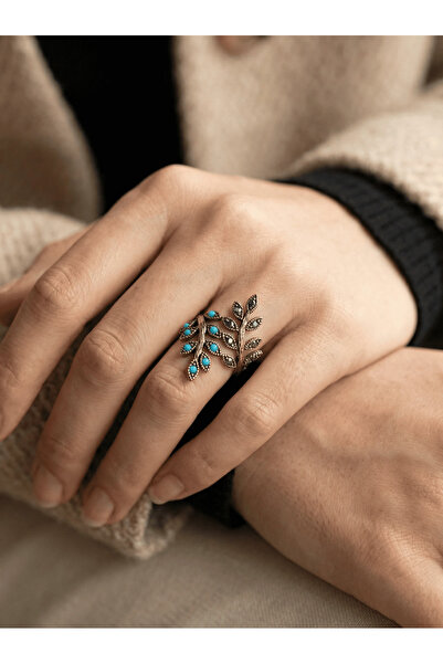 Dorvina Bronze Jewelry Authentic Turquoise and Marcasite Stone Leaf-Embellish...