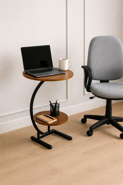 N.zone Modern Double Side Table with Sleek Round Design – 40X40Cm and 60cm Height