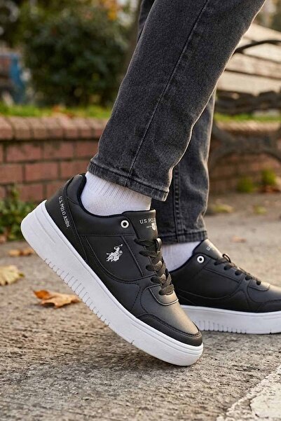 U.S. Polo Assn. حذاء رياضي كاجوال للرجال باللون الأسود حذاء رياضي