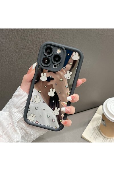 CASEVIBE iPhone 15 Pro Max Compatible Luxury, Stylish and Cute Rabbit Patterned Silicone Mirror Phone Case