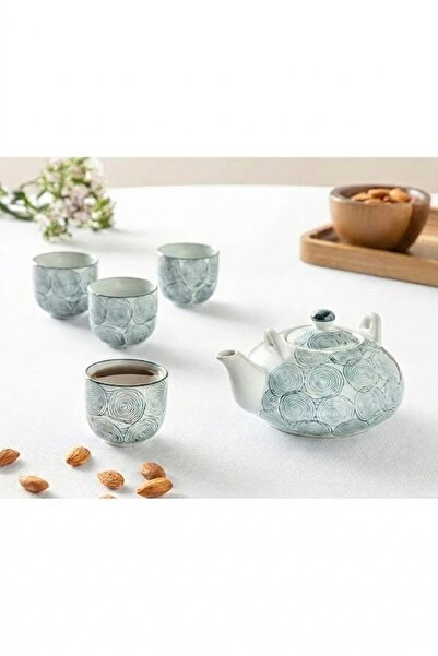 English Home SAPSIZ Adolfo Porselen Parça Mini Demlik Seti Mavi 200 - 400 Ml