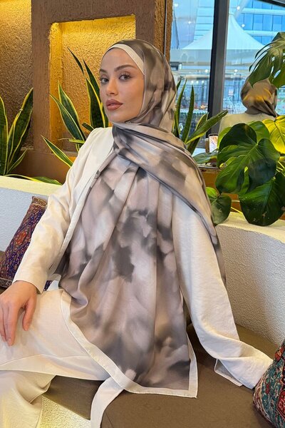 lamelif Batik Desen Soft Şal vizonrengi