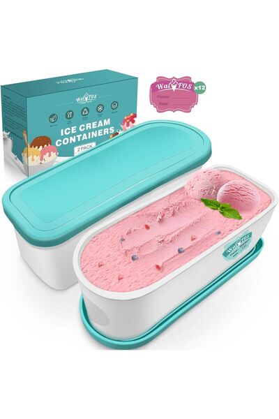 Walfos Ice Cream Container for Ice Cream 1.5 L, Reusable Homemade Ice Cream C...