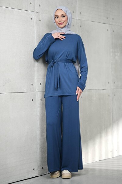 İmajButik Σετ Indigo Bel B Με δέσιμο με Παντελόνι M Μοντάλ