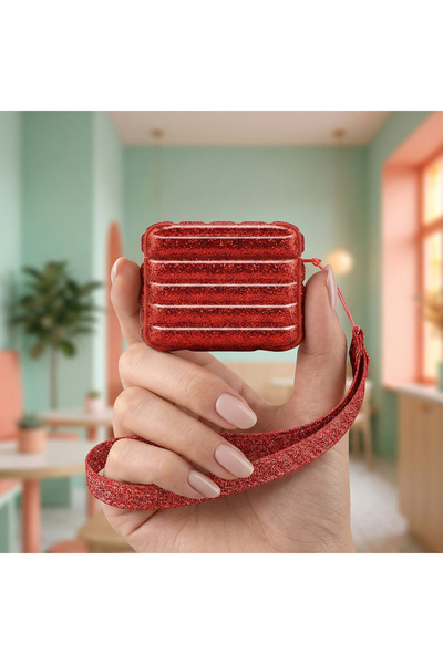 CaseOnn أبل إيربودز 3. حزام حافظة نسجيل كاشير سترابي جليتر S لمّاع أحمر