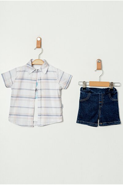 Chicsy Baby Baby Boy Plaid Shirt Denim Shorts 2-Piece Summer Set