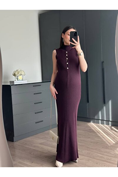 Tugen Co Zero Sleeves Terry Knitted Maxi Dress