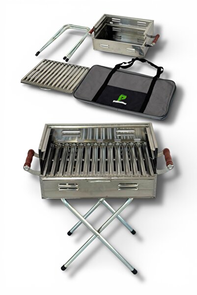 pratikoutdoor Paslanmaz Çelikten Katlanır Ayaklı ve 3 Kademeli Mangal 40x25x5...