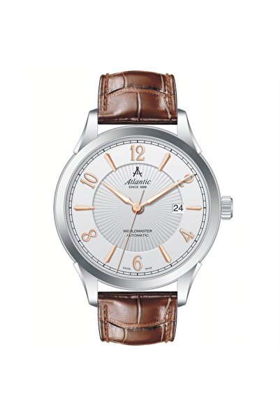Atlantic Ceas Worldmaster 1888 Automatic, carcasa argintie, 42mm, curea piele...