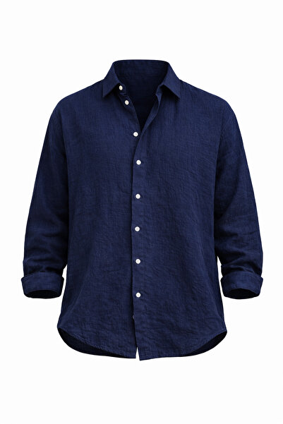 çerme supradimensionat de tranziție in texturat Cămașă pentru bărbați, albast...