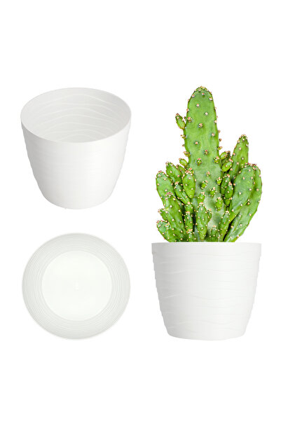 KADAX Ghiveci de flori din plastic, rotund, alb, 11 cm