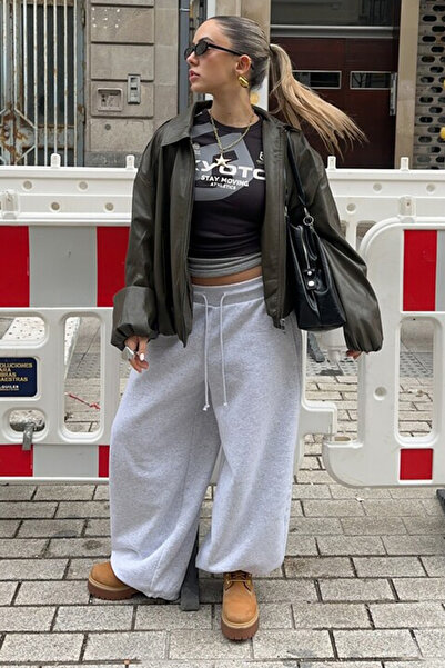 Madmext Karmelanj Stoperli Barrel Fit Brushed Inside Women's Sweatpants Mg2687