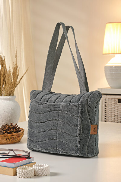 Loselya قطعة نسائية مقسمة وبري حقيبة كتف - قماش تيدي بير كاجوال حقيبة