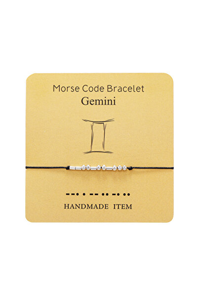 EFAYN.RO Gemini zodiac morse code bracelet, silver, handmade, black, EFAYN, u...