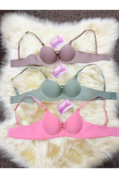 Elora Laser Cut Stitch-Free Padded Push-Up Bra 3-Piece Underwear Set (Non-Mar...