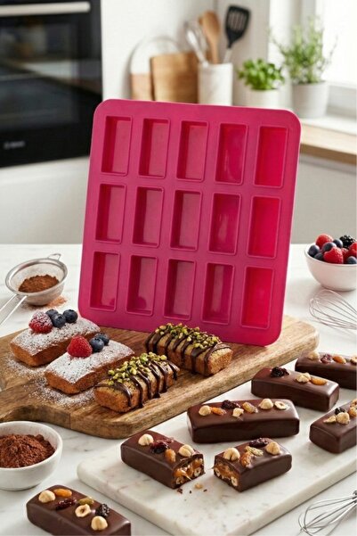 COZLEY 15 Bölmeli Baton Kek ve Çikolata Kalıbı Mini Pasta Kurabiye Kalıbı Isı...