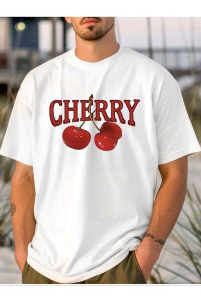 LELVANİ Ανδρικό casual μπλουζάκι Cherry με τύπωμα