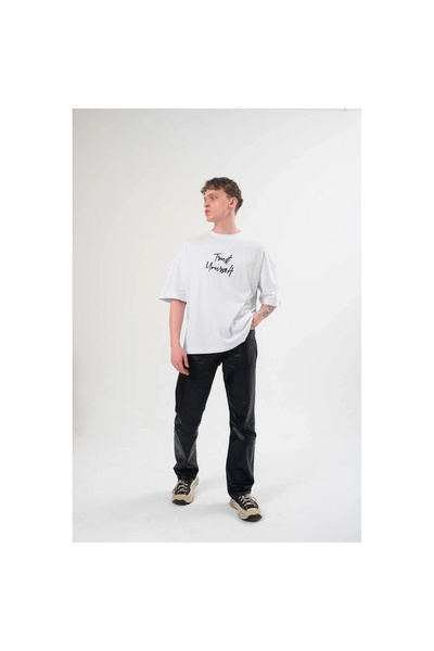 Narnuga Crew Neck Printed Oversize T-Shirt - White -