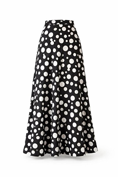 Eight Fashion Women's Black and White Polka Dot Piece High Waist Long Viscose...