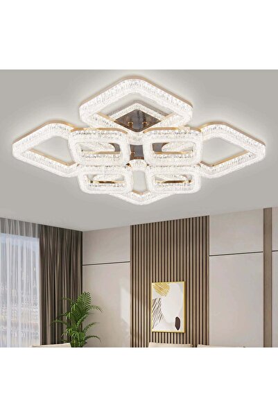 RFAN LED Chandelier, With Remote Control, 3 Light Types, 200W, Gold
