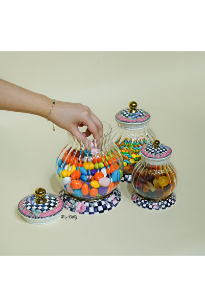 Miss Betty براديس وعاء زجاجي من البورسلين لحفظ الشاي والسكر، سعة 3 لترات