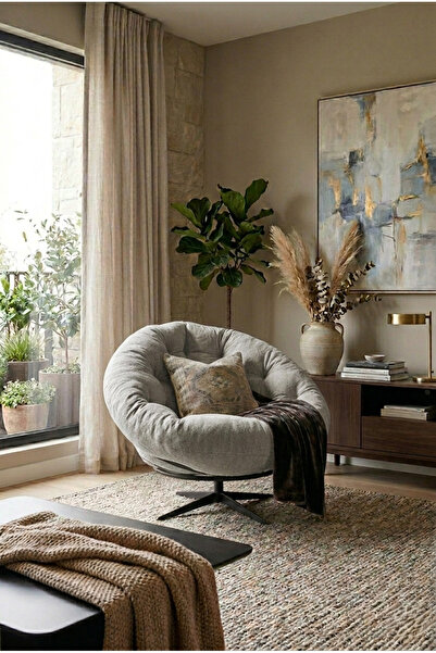 AVYNA CASSENTO™ 360° Döner Mekanizmalı Berjer | Premium Relax Tekli Koltuk - Gri