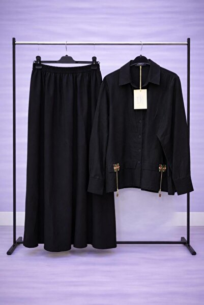 Ceremony Siyah Taş Detaylı Gömlek Pantolon İkili Takım