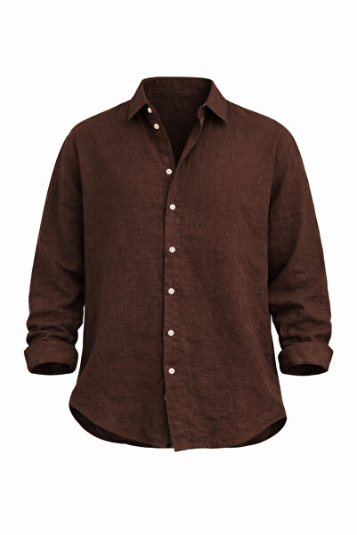 çerme Oversize Seasonal Linen Textured Loose Fit Long Sleeve Comfortable Men'...
