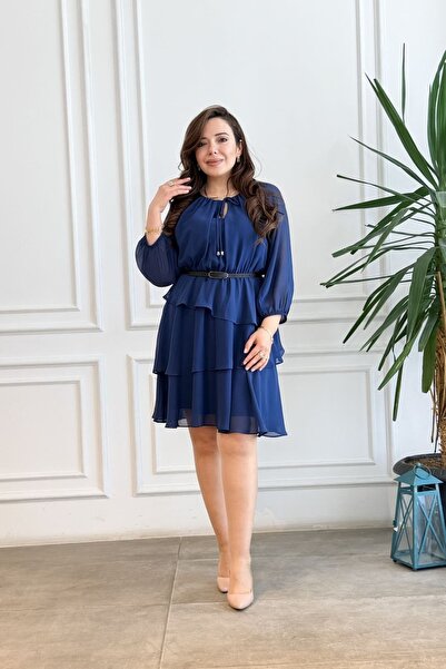 yb yağmur butik Raglan Sleeve Chiffon Dress