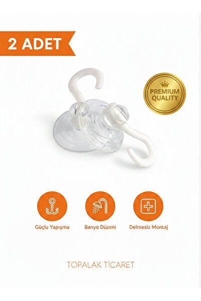 TOPALAKTİCARET 2 Adet Askılı Vantuz Büyük Boy Vantuz Askılı Öpücük Banyo Askı...