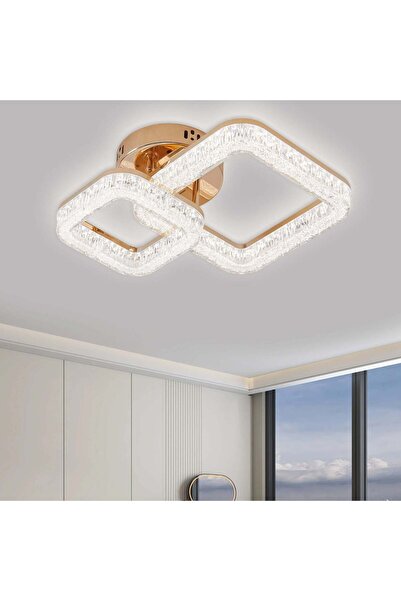 RFAN LED Chandelier, With Remote Control, 3 Light Types 80W, Gold
