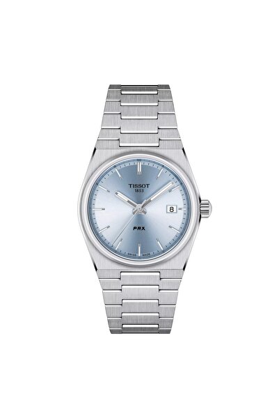 TISSOT PRX watch, quartz, silver stainless steel, blue dial, 35mm case, T137....